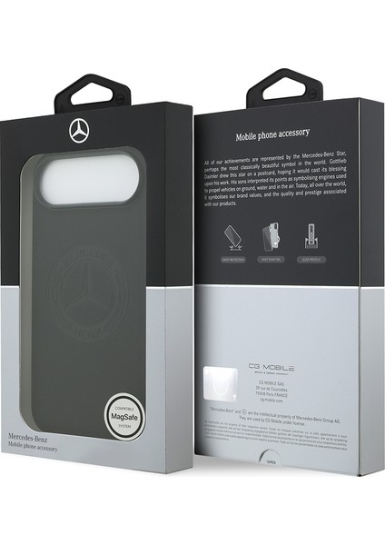 iPhone 17 Air Kılıf Mercedes Benz Lisanslı M-Safe Şarj Hakiki Deri Nostaljik Yıldız Dizayn Siyah