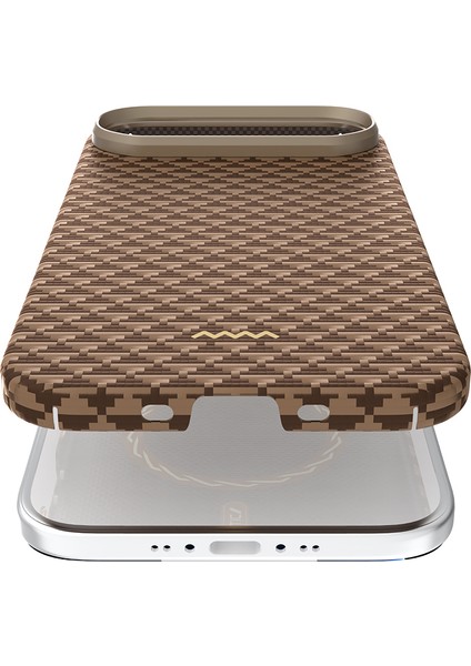 iPhone 17 Air Uyumlu Kılıf M-Safe Şarj Özellikli Raptic Aramid Skin Origin Serisi Kapak Kahverengi