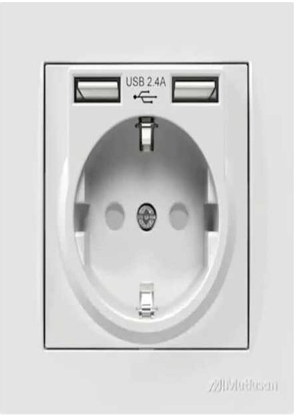 2 USB Portlu Sıva Altı Topraklı Priz