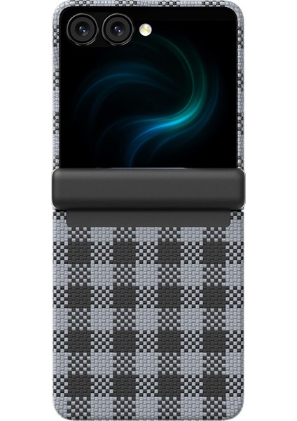 Galaxy Z Flip 7 Uyumlu Kılıf M-Safe Özellikli Ekose Benks Armorair Armorvichy Kevlar Kapak Siyah