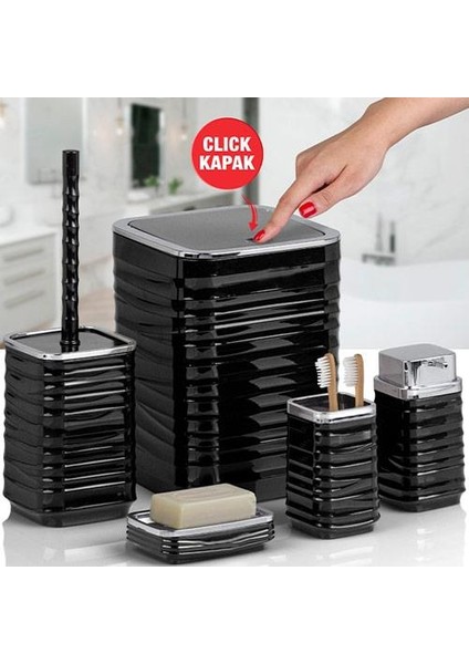 LUN-011 Luna 5 Lı Banyo Setı Krom Sıyah