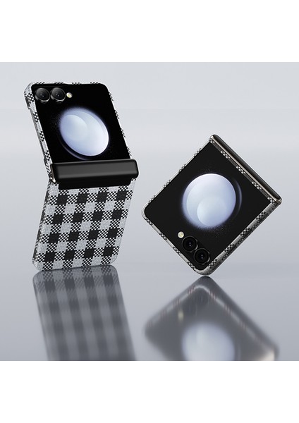 Galaxy Z Flip 7 Uyumlu Kılıf M-Safe Özellikli Ekose Benks Armorair Armorvichy Kevlar Kapak Siyah