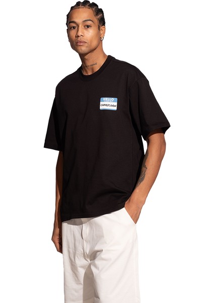 Erkek Oversize Siyah T-Shirt Oğlak Burcu