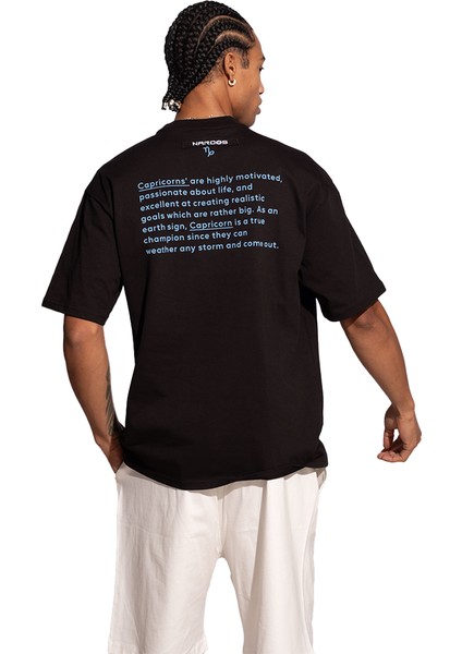 Erkek Oversize Siyah T-Shirt Oğlak Burcu fiyatları