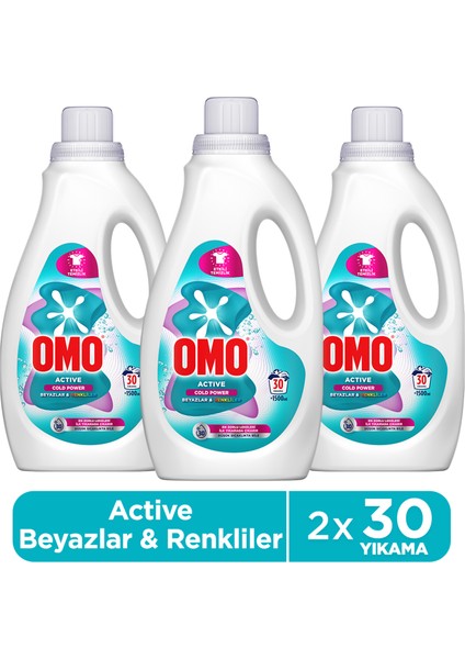 Active Cold Power Beyazlar ve Renkliler Için Sıvı Deterjan 1500 ml X3