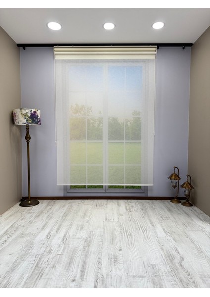 Çift Mekanizmalı Ekru Keten Tül ve Ekru Mat Stor Perde