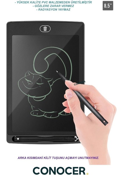 Writing Tablet 8.5 Inç LCD Dijital Kalemli Çizim Yazı Tahtası Grafik Not Yazma Eğitim Tableti Cks3