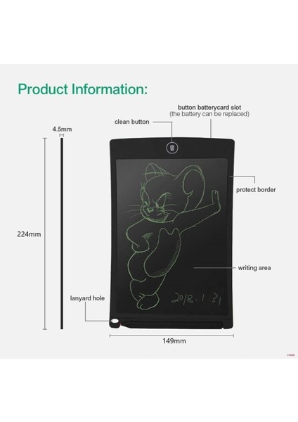Writing Tablet 8.5 Inç LCD Dijital Kalemli Çizim Yazı Tahtası Grafik Not Yazma Eğitim Tableti Cks3 modelleri