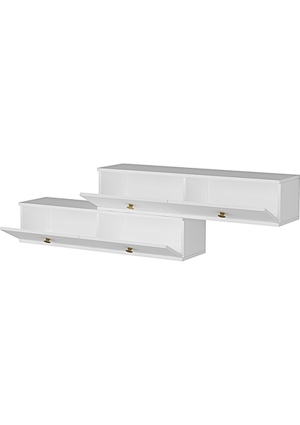 TDA1203B- Zuzu 2li Duvara Montaj Tv Stand 120CM+120CM Beyaz
