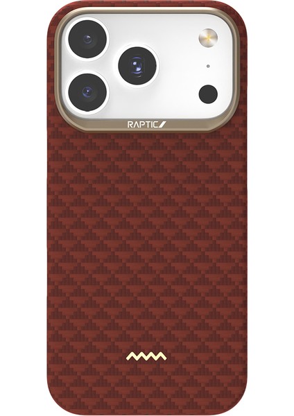 iPhone 17 Pro Max Uyumlu Kılıf M-Safe Şarj Özellikli Raptic Aramid Skin Origin Serisi Kapak Kırmızı