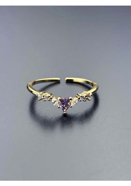 Zirkon Taşlı, Paslanmaz Çelik Yüzük 161, Altın Renk, Ayarlanabilir modelleri