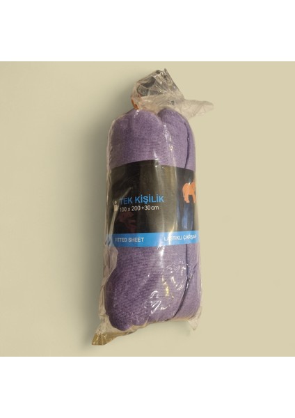 Tek Kişilik Lastikli Pamuklu Çarşaf Mor
