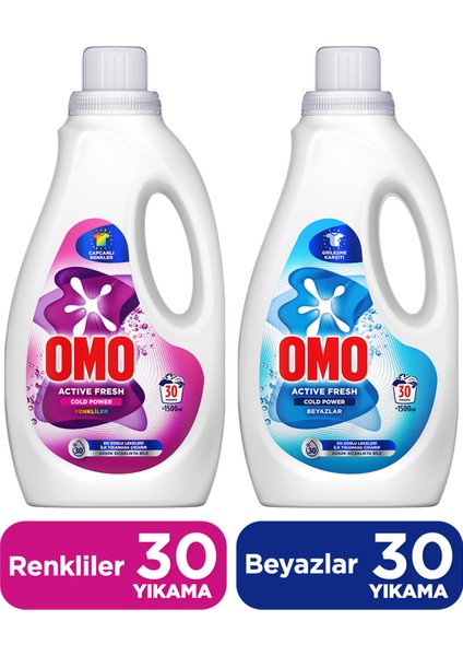 Active Fresh Cold Power Beyazlar Sıvı Deterjan 1500ML X1 + Omo Renkliler Sıvı Deterjan 1500ML X1