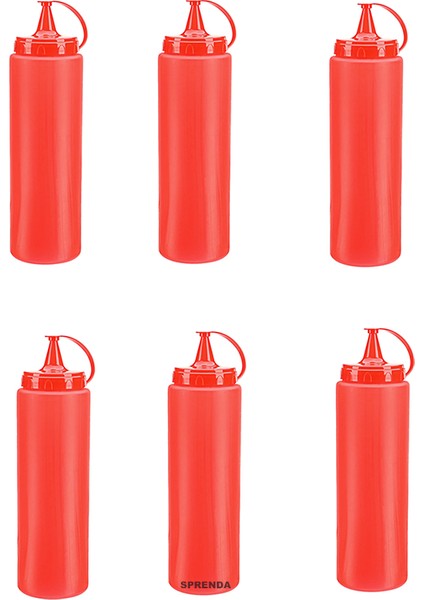 Kırmızı 6'lı Sos Şişesi Yağdanlık 700ML