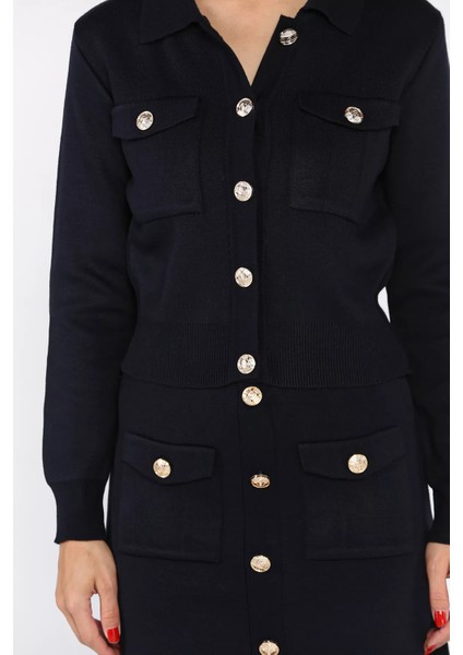 Düğme Detaylı Hırka Etek Triko Ikili Takım P-00017973 indirimleri