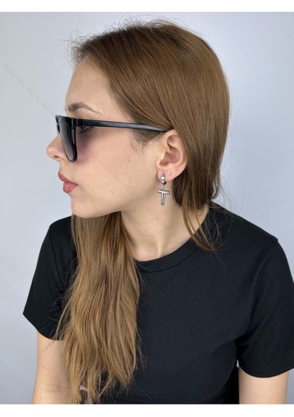 T Harfi, Balon Formlu, Paslanmaz Çelik Küpe 299, Gümüş Renk fiyatları