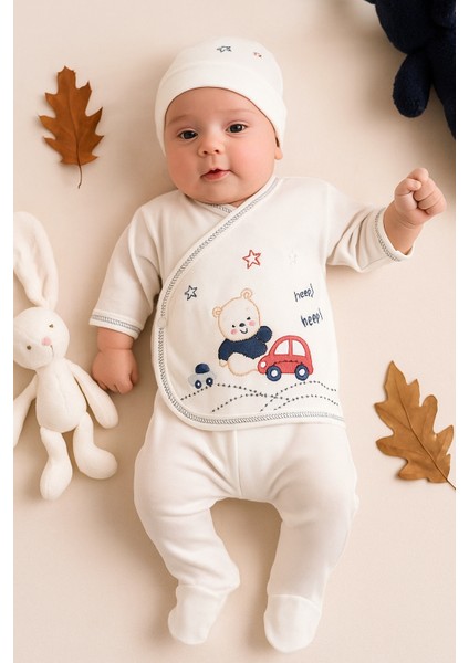 0-3 Ay Erkek Arabalı pamuk 'li Hastane Çıkışı Set modelleri