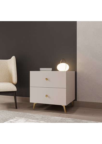 Travia 2 Çekmeceli Komodin - Bej / Traverten - 42X45X50 cm fiyatları