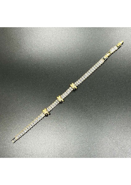 Xo Figürlü, Su Yolu, Zirkon Taşlı, Paslanmaz Çelik Bileklik 377, Altın Renk modelleri