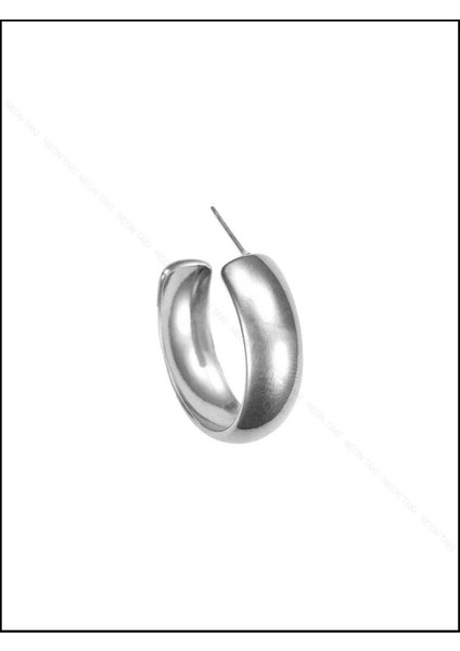 Geniş Yassı Formlu, Halka Model, Paslanmaz Çelik Küpe 353, Gümüş Renk modelleri