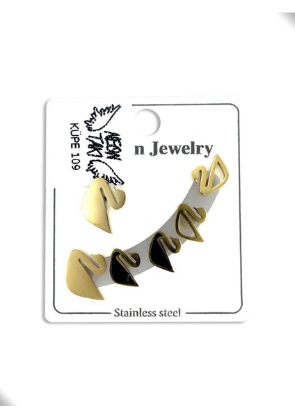 Çoklu Küpe, Kuğu Figürlü, Paslanmaz Çelik Küpe 109, Altın Renk fiyatları