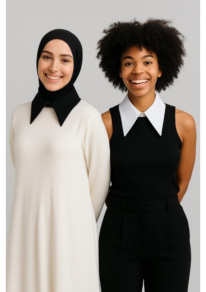 Mırach 2'li Paket Tek Sade Yaka - Siyah ve Beyaz modelleri