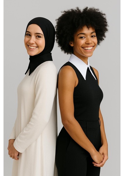 Mırach 2'li Paket Tek Sade Yaka - Siyah ve Beyaz fırsatları