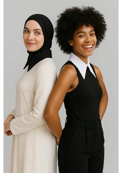 Mırach 2'li Paket Tek Sade Yaka - Siyah ve Beyaz indirimleri