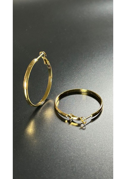 , Duyarlılık Etiketi ve Halka model, Paslanmaz Çelik Küpe 630, Altın Renk, Çap 40mm