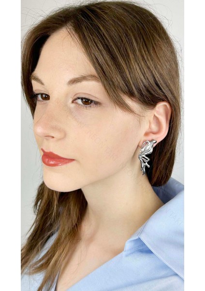 Kelebek Formunda Paslanmaz Çelik Küpe 646, Gümüş Renk fiyatları