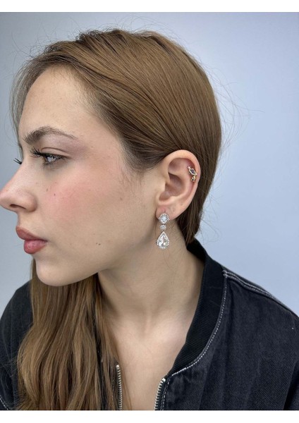 Zirkon Taşlı, Sallantılı, Altın Kaplama Paslanmaz Küpe 446, Pembe (ROSE) Renk fiyatları