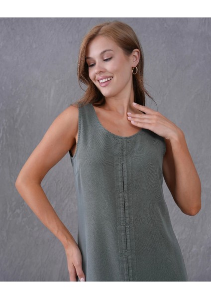 Tensel Kumaş Haki Elbise fiyatları