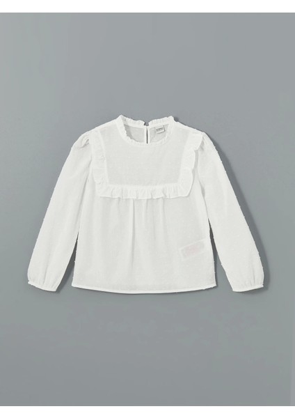 Lcw Kids Ekru Bisiklet Yaka Dokulu Kız Çocuk Bluz modelleri