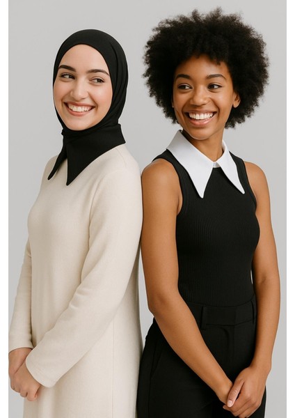 Mırach 2'li Paket Tek Sade Yaka - Siyah ve Beyaz