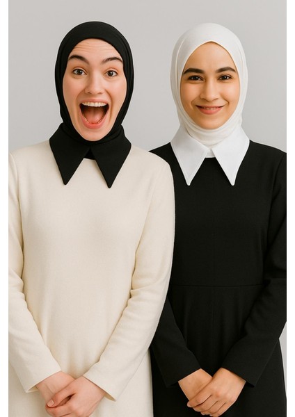 Mırach 2'li Paket Tek Sade Yaka - Siyah ve Beyaz