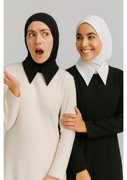 Mırach 2'li Paket Tek Sade Yaka - Siyah ve Beyaz