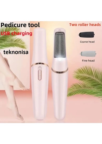 USB Şarj Edilebilir Elektrikli Ayak Pedikür Aleti Şık Beyaz Altın Vurgularla, Pürüzsüz Ayak Rulo B modelleri