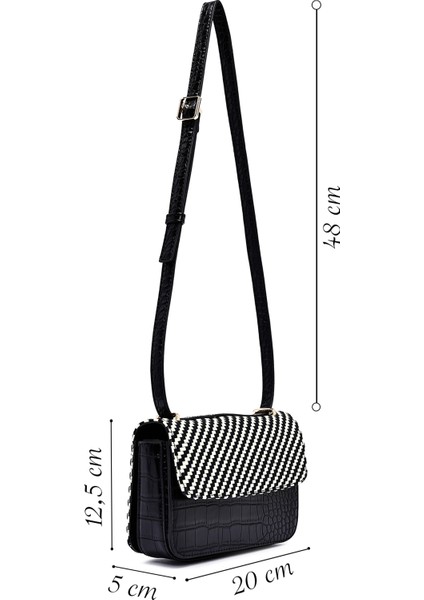 Kadın Siyah Uzun Askılı Baskılı Çapraz Çanta 25ABD243214 fiyatları