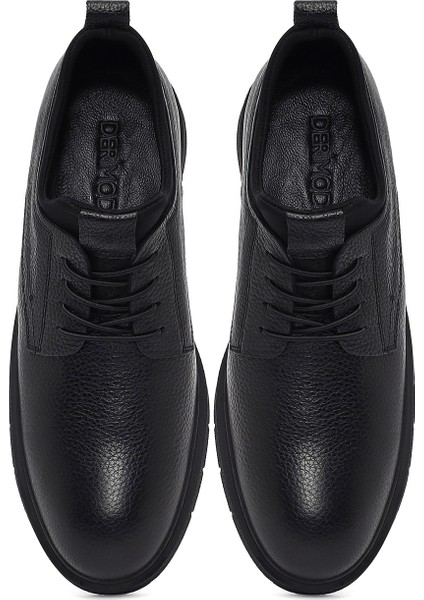 Erkek Siyah Bağcıklı Deri Casual Ayakkabı 25WFD7501FT