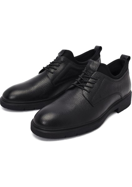 Erkek Siyah Bağcıklı Deri Casual Ayakkabı 25WFD7501FT