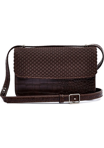 Kadın Kahverengi Uzun Askılı Baskılı Çapraz Çanta 25ABD243214