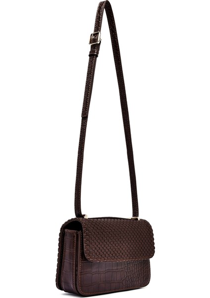 Kadın Kahverengi Uzun Askılı Baskılı Çapraz Çanta 25ABD243214