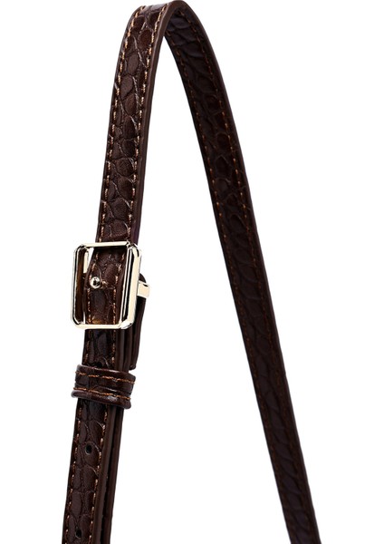 Kadın Kahverengi Uzun Askılı Baskılı Çapraz Çanta 25ABD243214