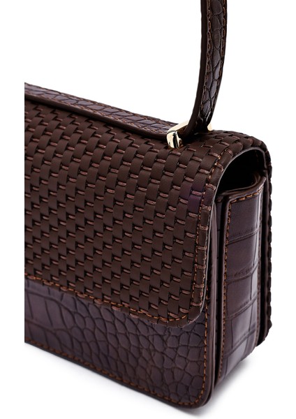 Kadın Kahverengi Uzun Askılı Baskılı Çapraz Çanta 25ABD243214