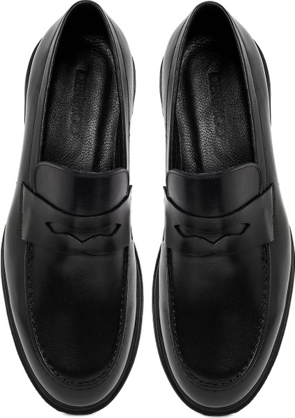 Erkek Siyah Deri Casual Loafer 25WFD760818