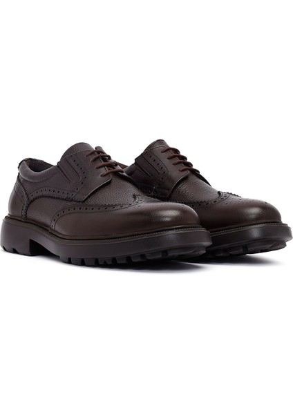 Erkek Kahverengi Bağcıklı Kalın Tabanlı Deri Casual Ayakkabı 25WFD7509FT modelleri