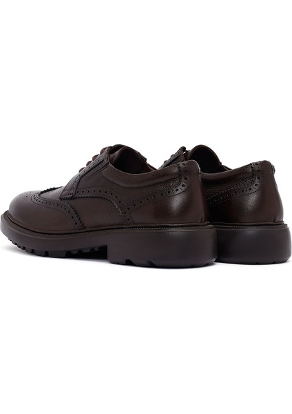 Erkek Kahverengi Bağcıklı Kalın Tabanlı Deri Casual Ayakkabı 25WFD7509FT indirimleri
