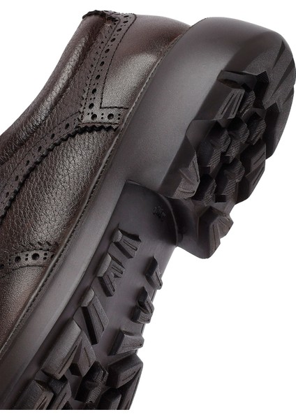 Erkek Kahverengi Bağcıklı Kalın Tabanlı Deri Casual Ayakkabı 25WFD7509FT