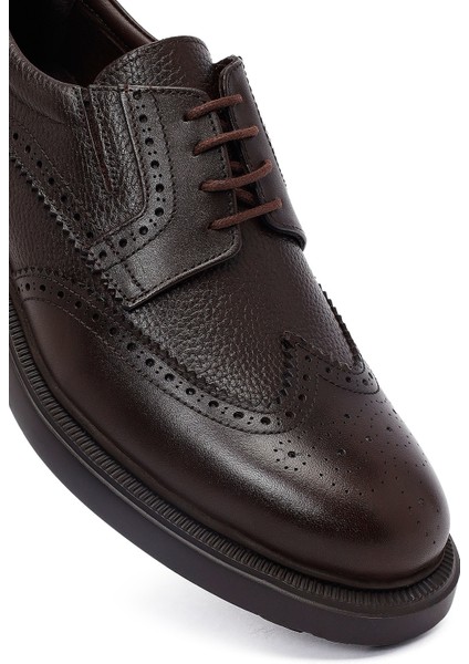 Erkek Kahverengi Bağcıklı Kalın Tabanlı Deri Casual Ayakkabı 25WFD7509FT