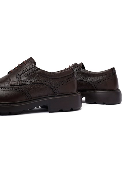 Erkek Kahverengi Bağcıklı Kalın Tabanlı Deri Casual Ayakkabı 25WFD7509FT